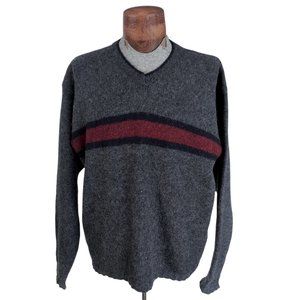 VTG EDDIE BAUER Men's Striped Crewneck Wool Sweater Size Large Made In U.S.A.